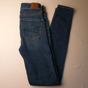 American Eagle Jeans Size 00 Long Mid Rise Skinny Leg Medium Wash